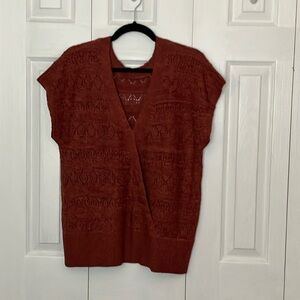 Rust Sleeveless Knit Cardigan